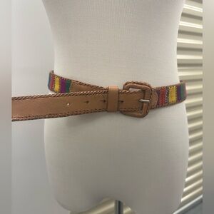 Elegant Tan and Multicolor Woven Belt